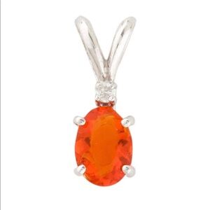 Brand New Fire Opal, Diamond & 14K White Gold Pendant - 100% Authentic